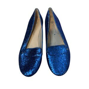 Versona Accessories Blue Glitter Loafer Flats – Women’s Size 10 Sparkly Slip-On